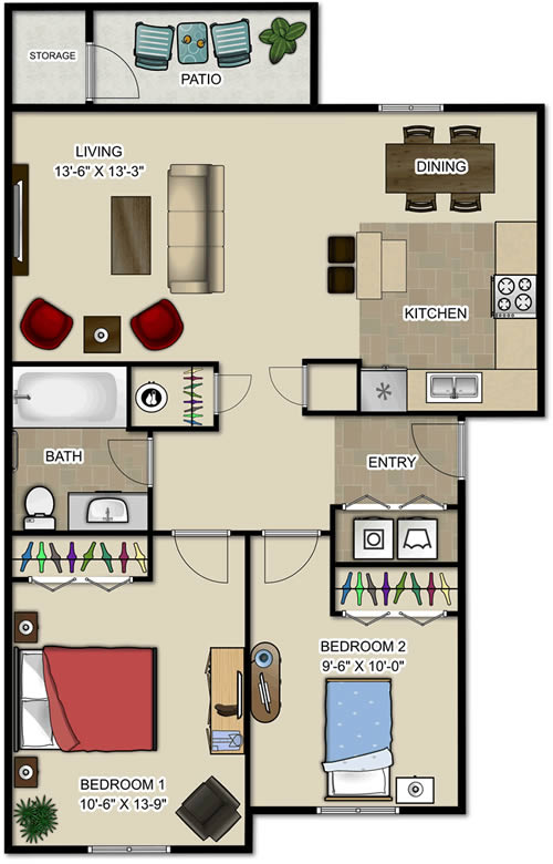 First Street Station Apartments 2 Bedroom Floor Plan